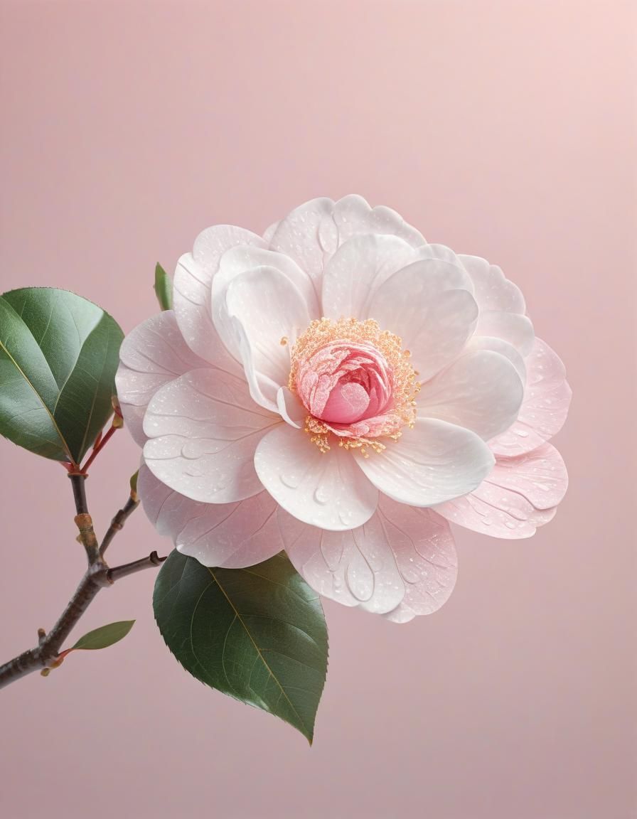 Delicate 3D Render of a Pink Camellia in Bloom