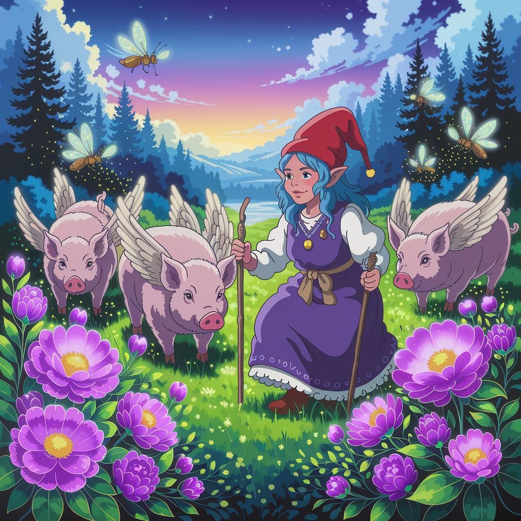 Intricately detailed alcohol ink illustration, a Woman Gnome...