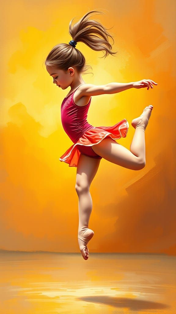 Gymnast in Motion: An Impressionistic Oil Painting