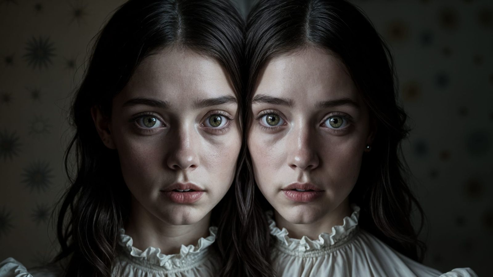 Sinister Portrait of Two Women Merging