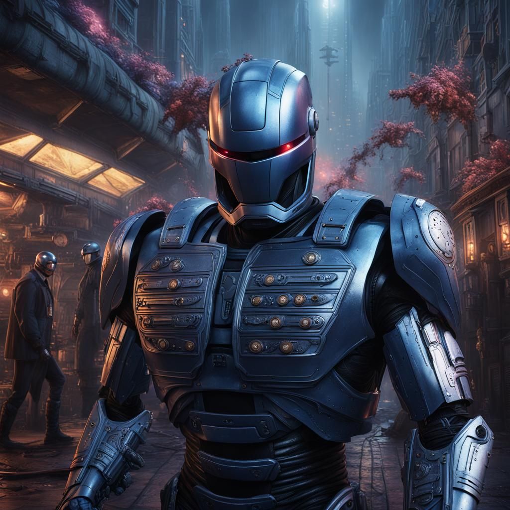 Robocop Meets Cyberman: Detailed Fantasy Concept Art