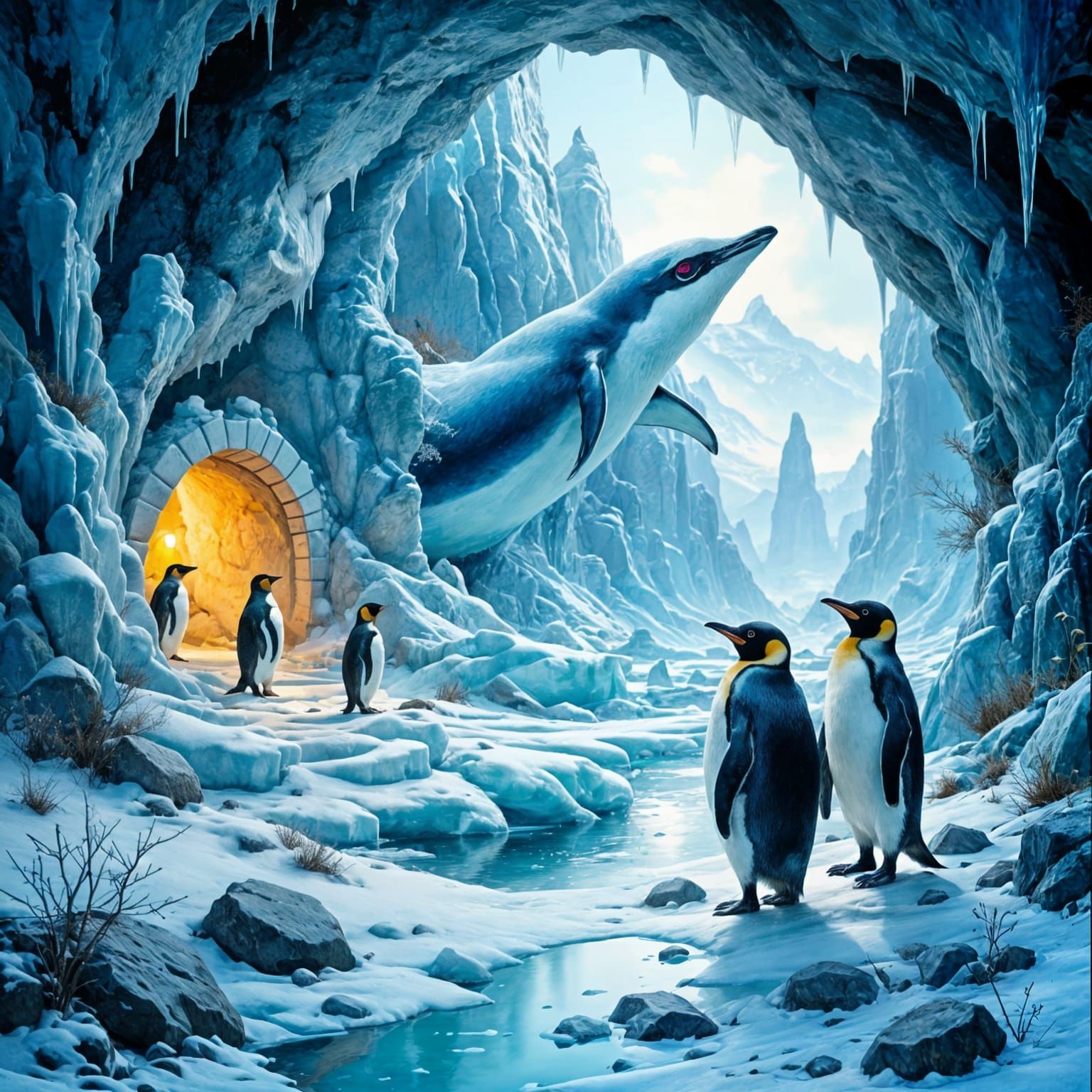 Penguins' Secret Underground Ice Gallery