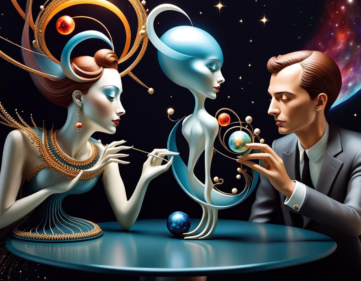 Intricate Atomic Universes Reflected in Lovers' Eyes