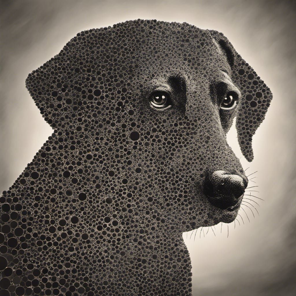 Silhouette of a Dog Made of Tiny Circles