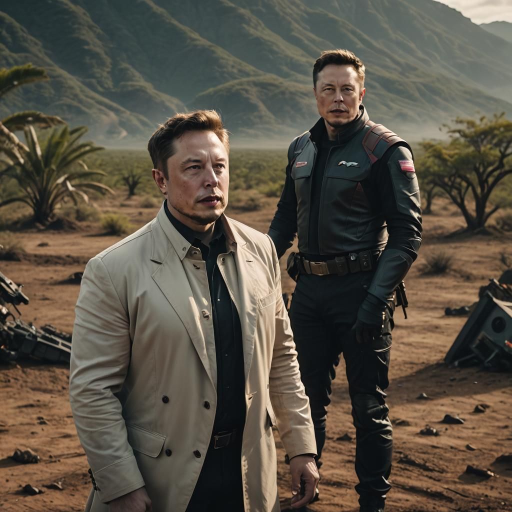 Elon Musk Confronts Authority: Cinematic Film Still