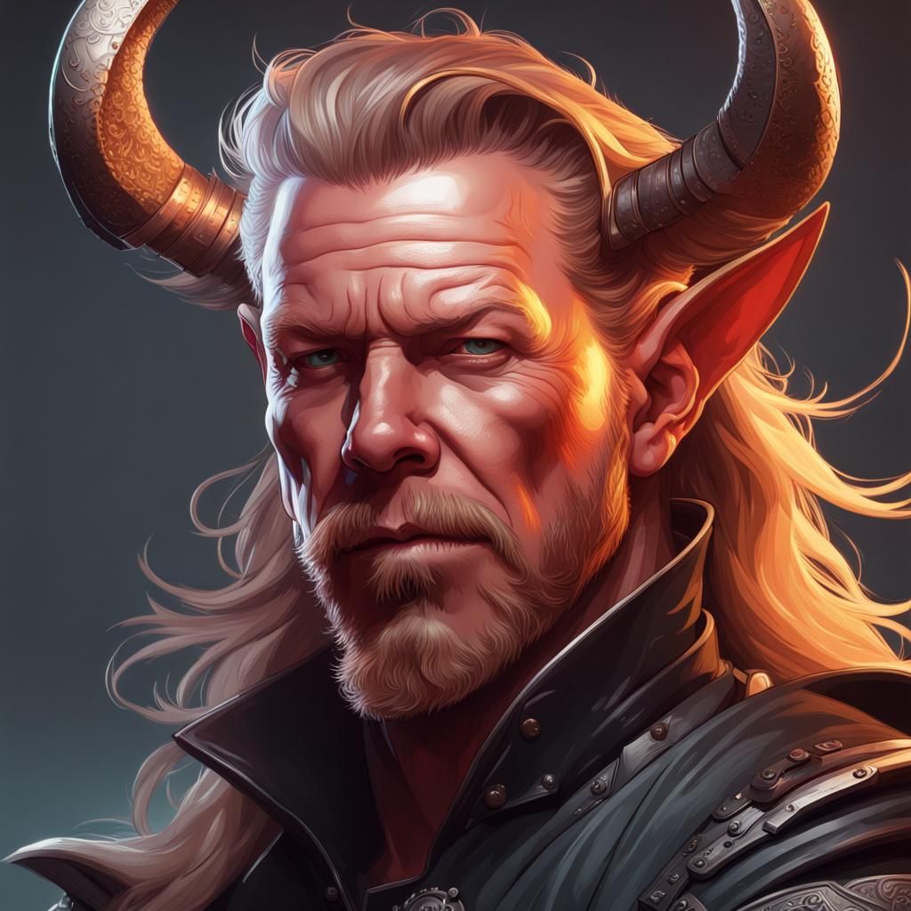 Tiefling Bard Portrait in Detailed Digital Art Style