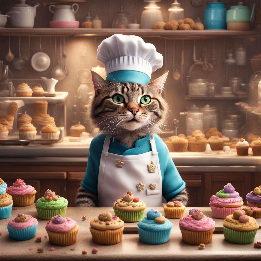 Cat Bakery: Kittens Bake Paw-Print Cupcakes