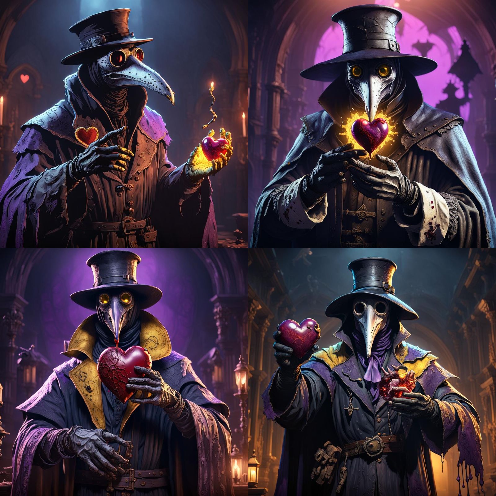 Plague Doctor with Bleeding Heart: Dark Fantasy Art