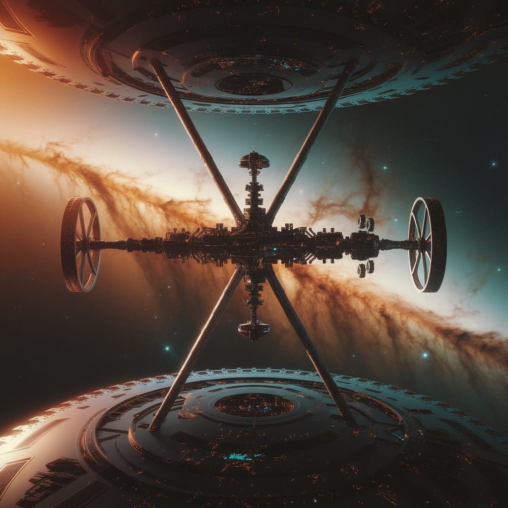 Colossal Space Station with Cyberpunk Biotech Details