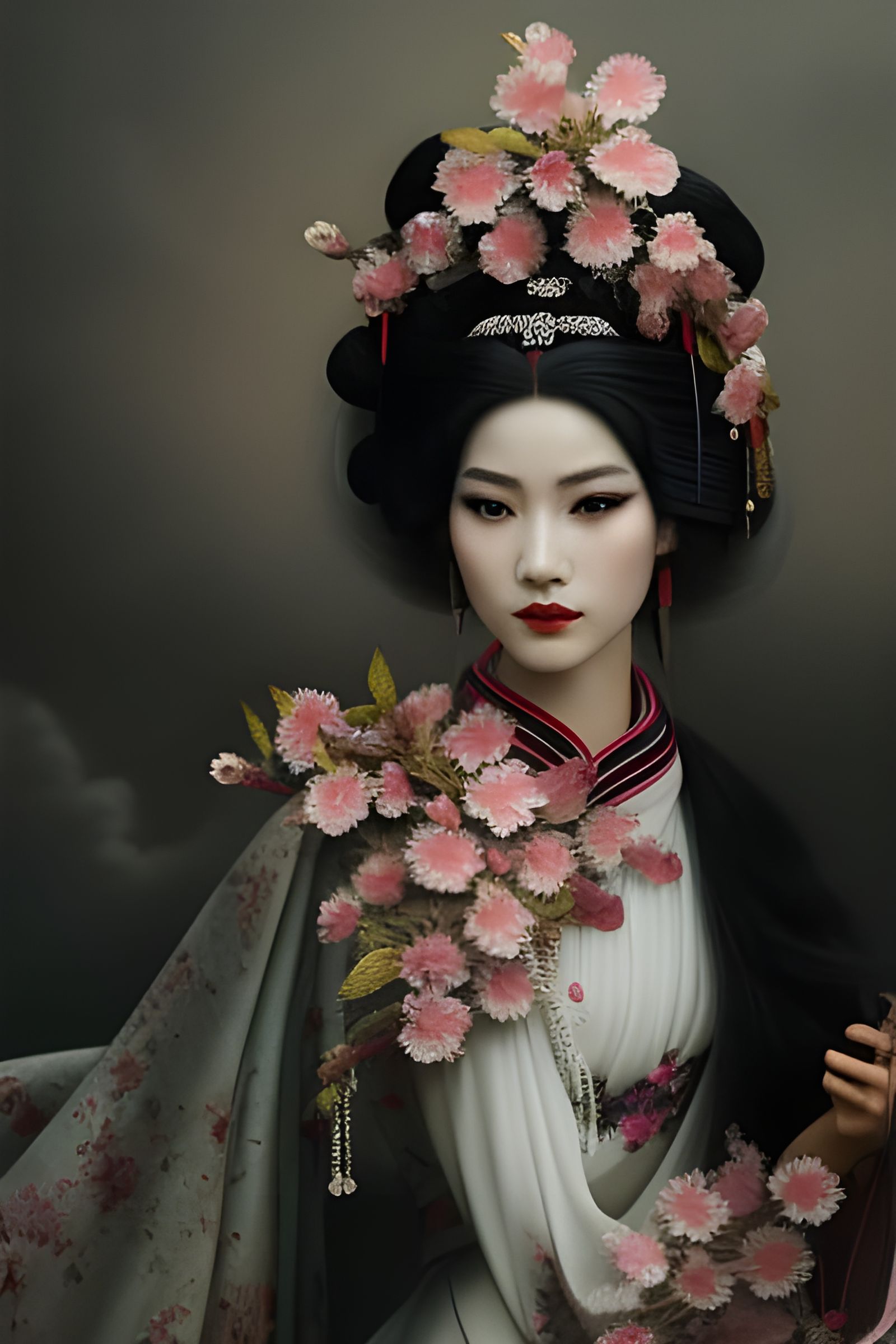 Cherry Blossom Geisha in Hyper-Detailed Digital Art
