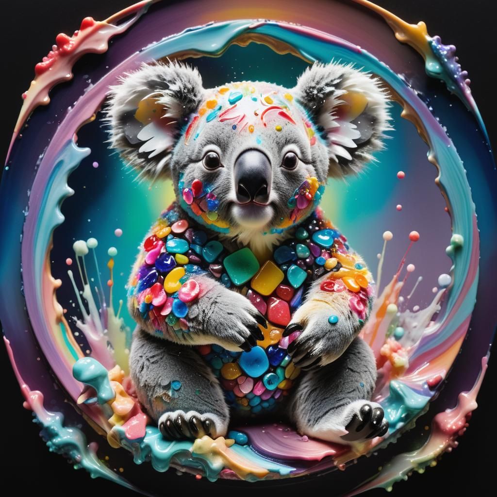 Candy Koala in Opalescent Diamond Luster: 3D Digital Art