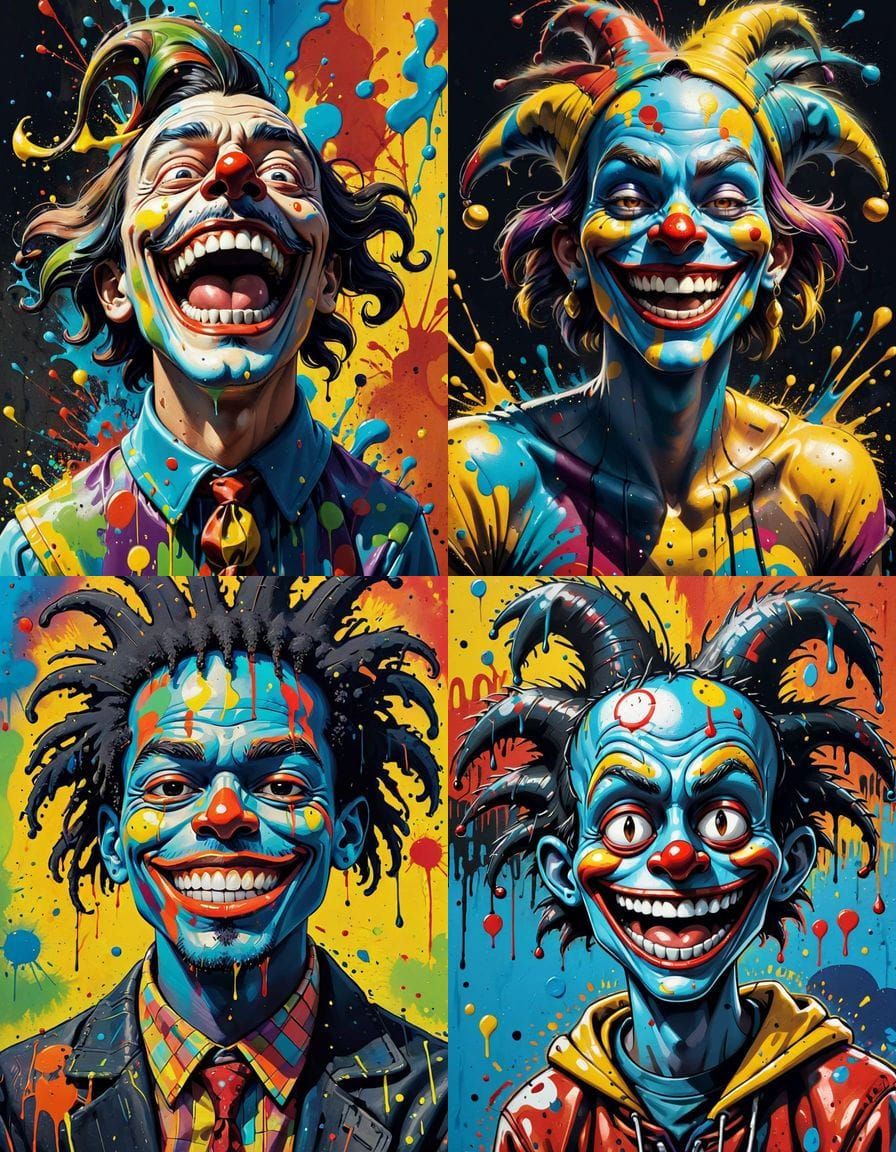 Vibrant Cartoon Jester in Splash Art Style