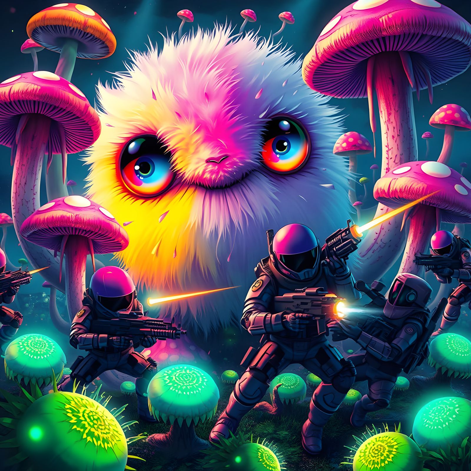 Surreal Bioluminescent Creatures and Carnivorous Plants