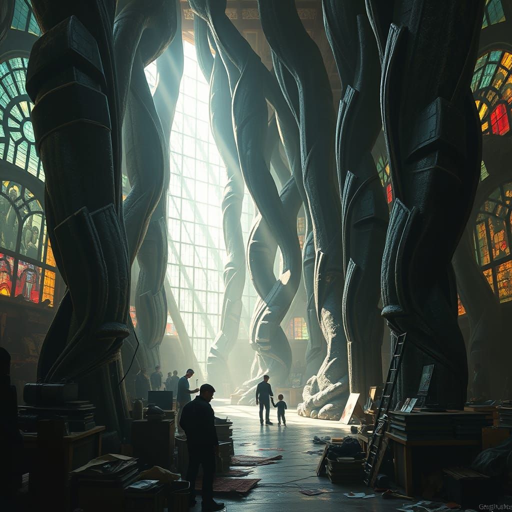 Magical Artist's Studio with Alien Visitors