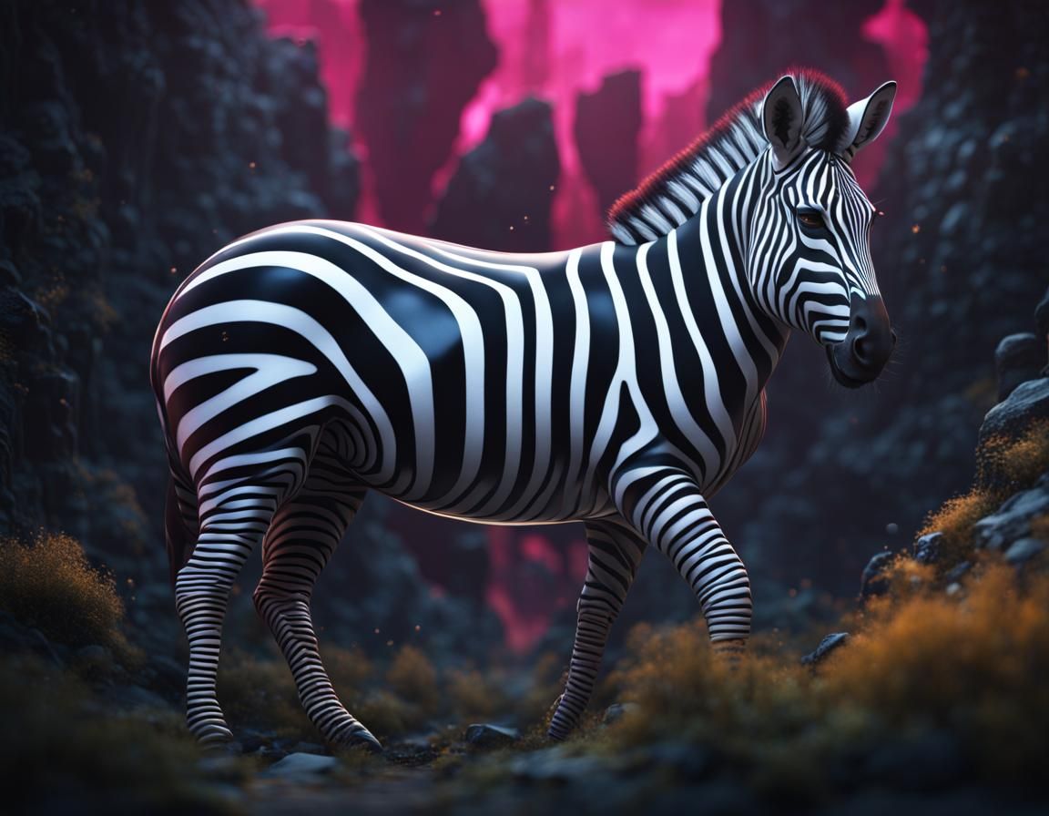 Black Cube Zebra: Detailed Matte Painting
