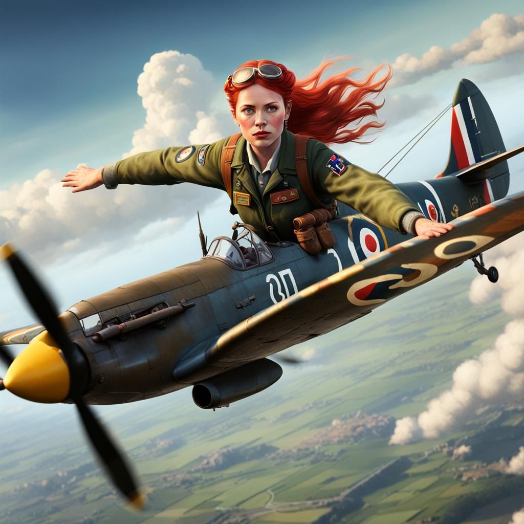 WWII Redhead RAF Pilot in Detailed Matte Painting