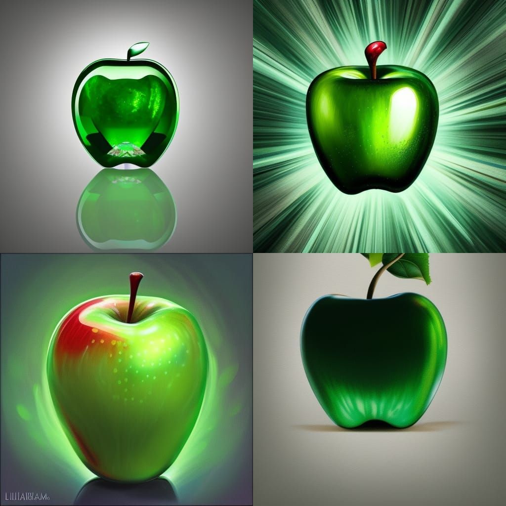 Hyperrealistic Emerald Apple Splash Art