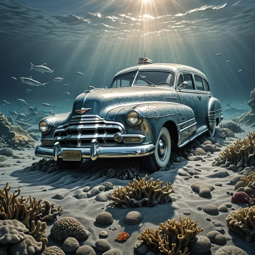 Hyper-Realistic 1948 Chevrolet Fleetline Submarine in Comic....
