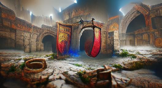 Gladiator Arena with Fighters in Medieval Auditorium