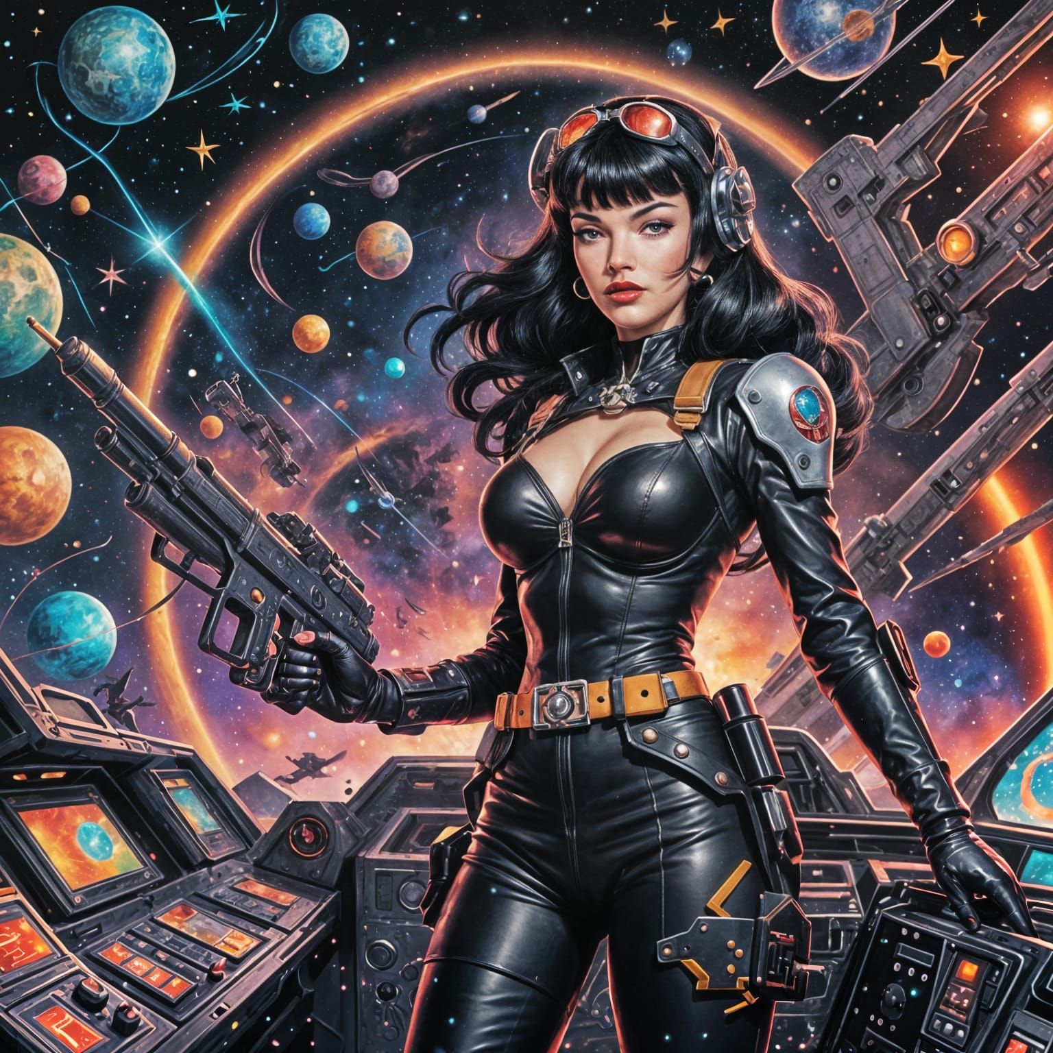 Bettie Page, Space Pirate in Anime Art Style