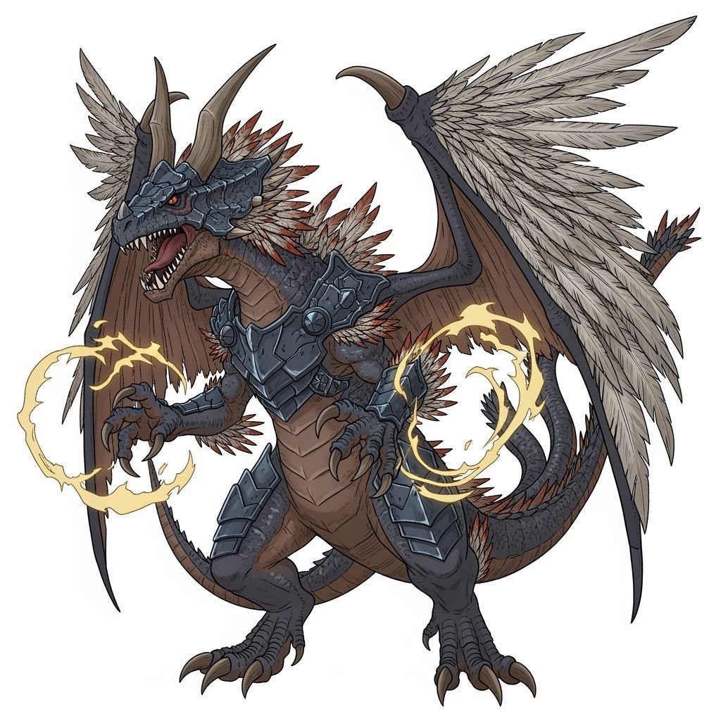 Daikaiju Dinosaur Dragon Unleashing Elemental Power