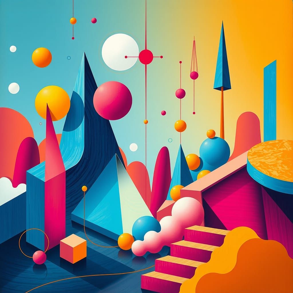 Surreal Precisionist Gouache Depicting Kleene Algebra Princi...