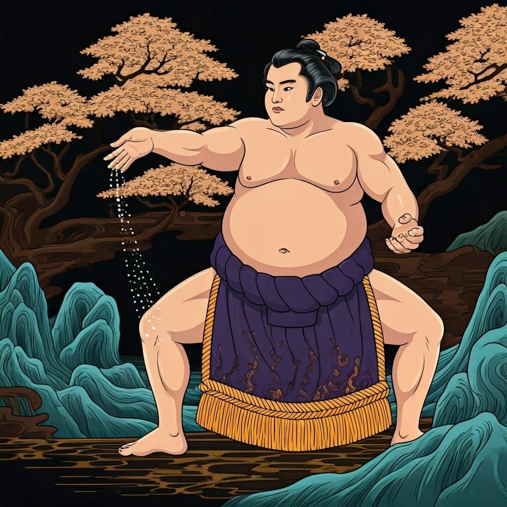 Sumo Wrestler Throws Salt in Surreal Style