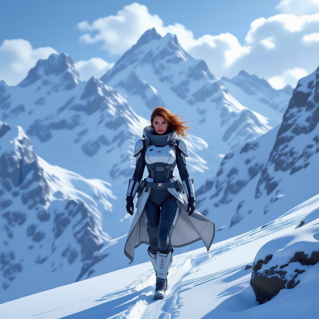 Future Time Traveler in Swich Alps Digital Painting