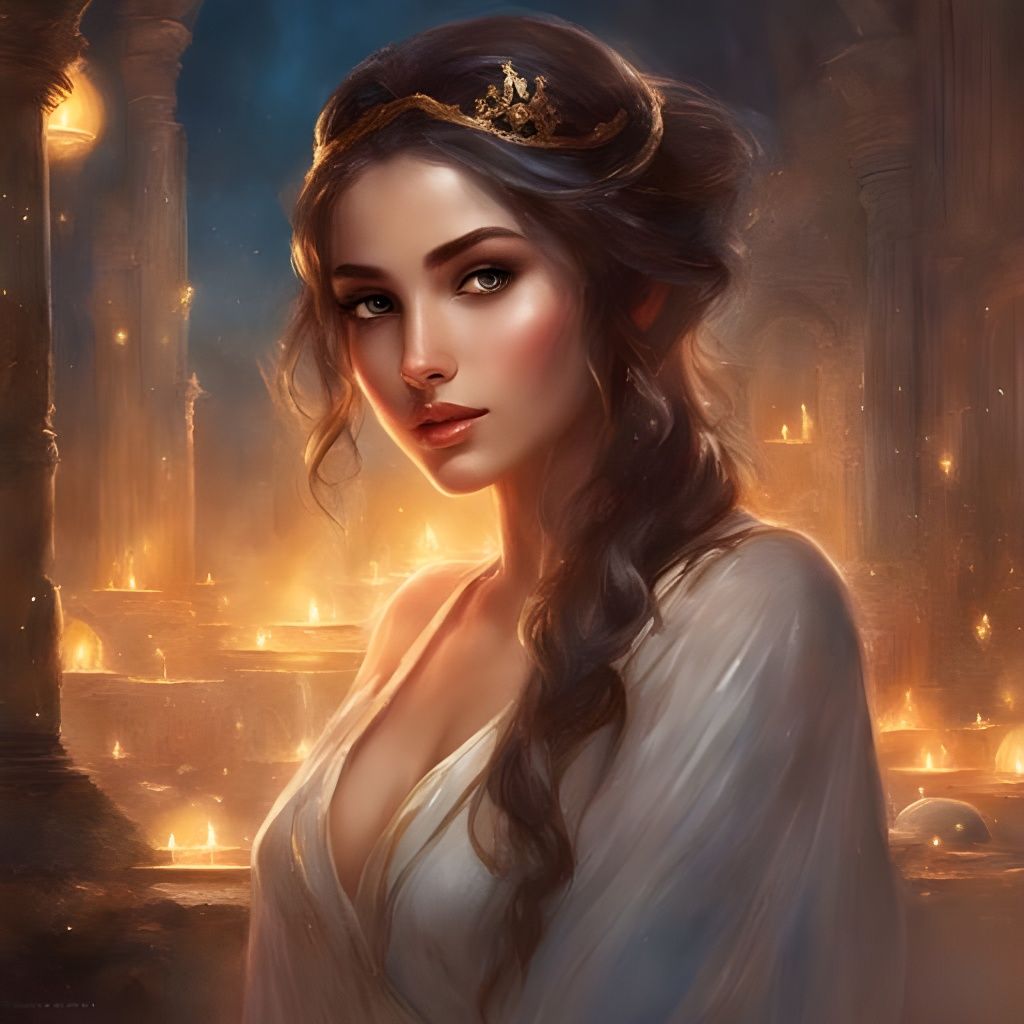 Portrait of Beautiful Syrian Woman in Splash Art Style