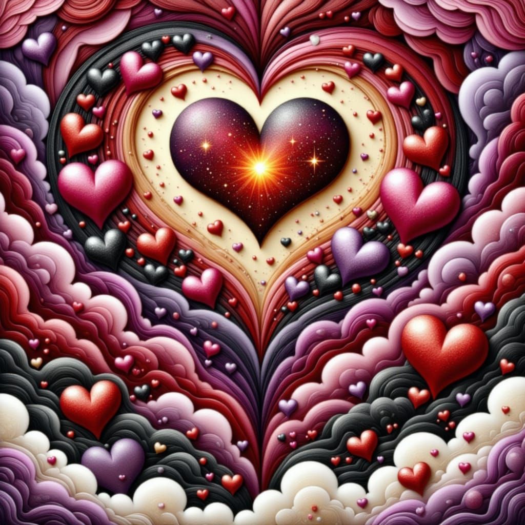 Abstract Romantic Celestial Hearts Tunnel Art