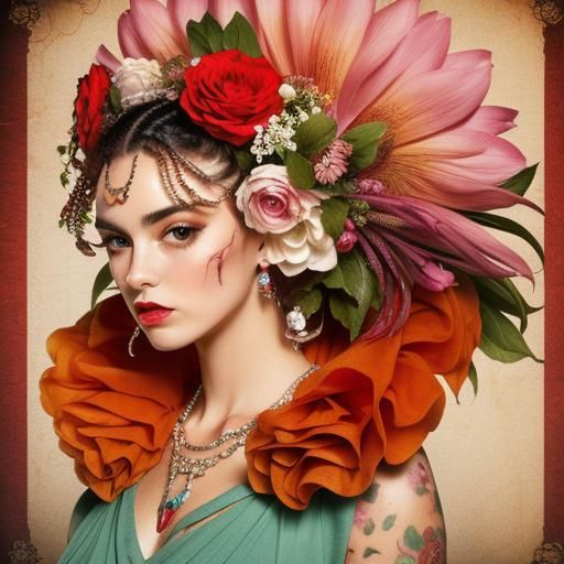 Surreal Glamorous Portrait in Psychedelic CGI Style