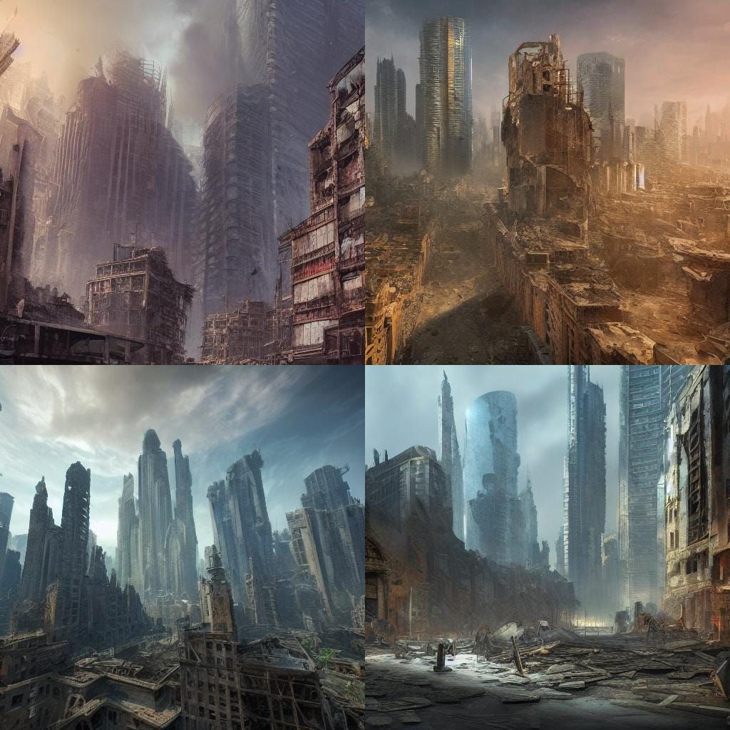 Ruined Cityscape: A Detailed Matte Painting
