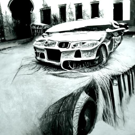 Hyperdetailed Charcoal Drawing of a BMW M3