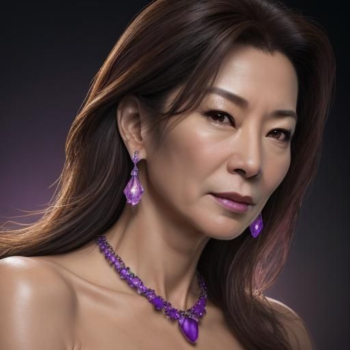Michelle Yeoh Portrait with Amethyst Jewelry