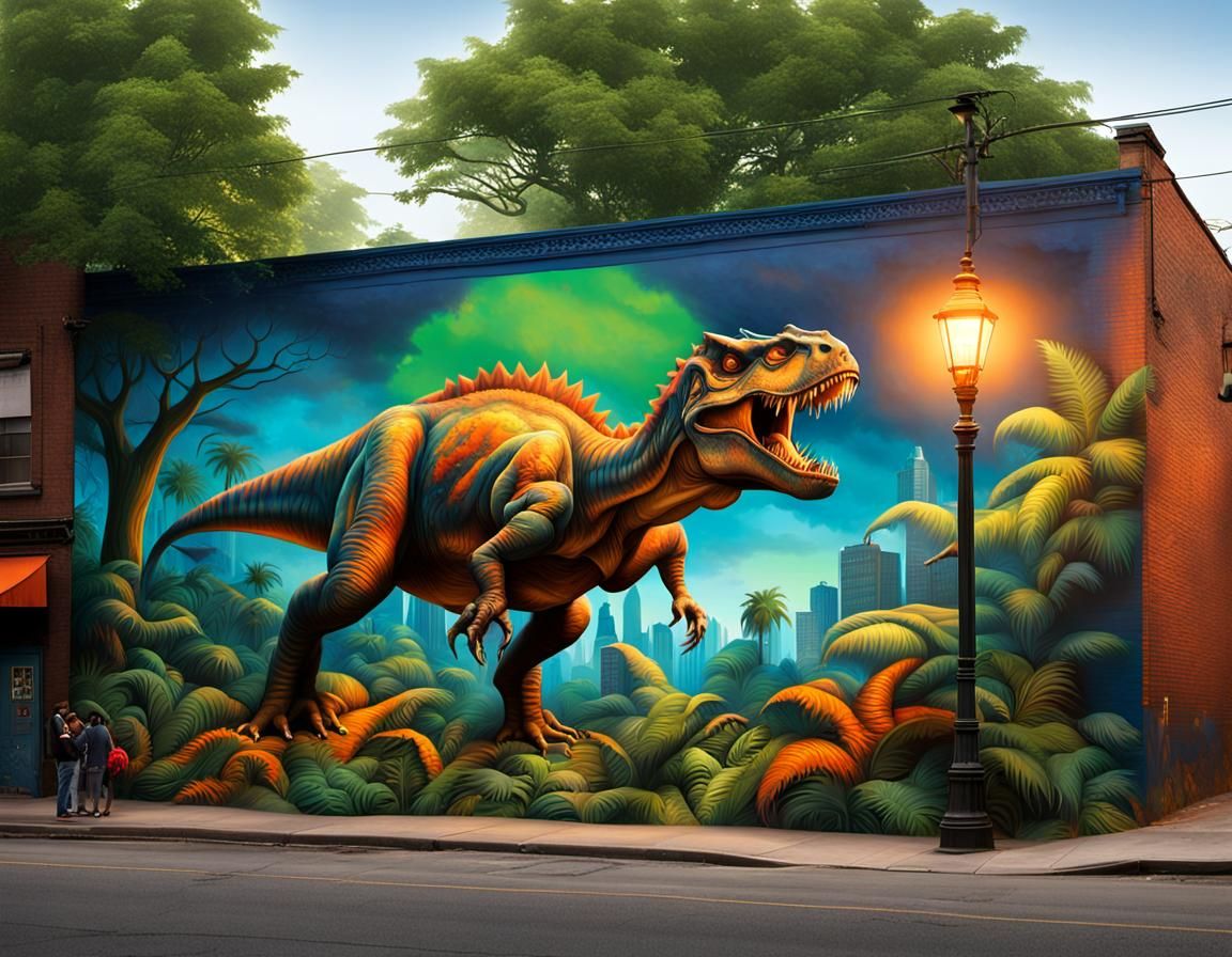 Jurassic Park Mural in Brooklyn: Matte Painting