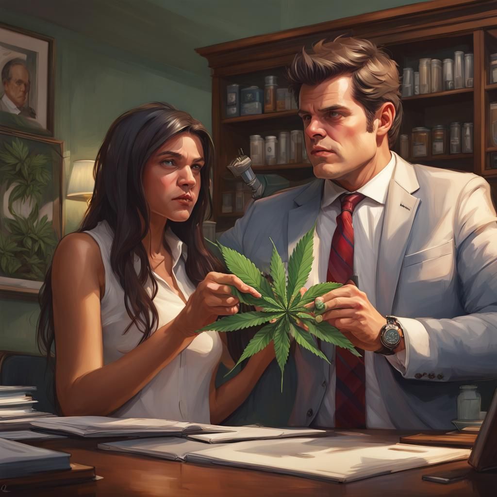 Congressman with Cannabis Bud, Detailed Portrait