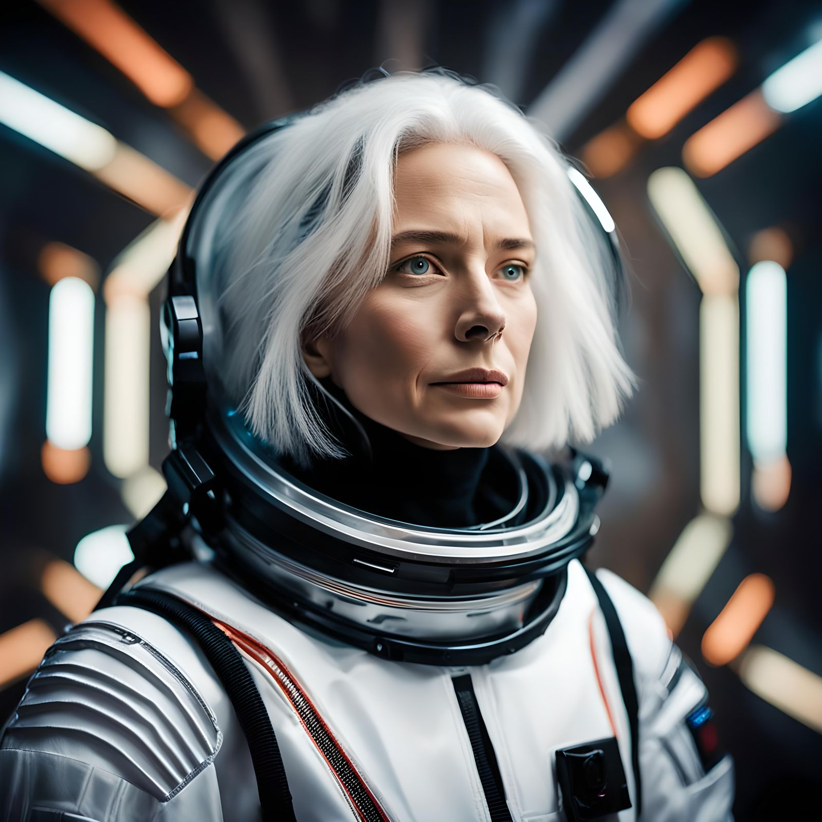 Telepathic Woman in Space Suit Portrait