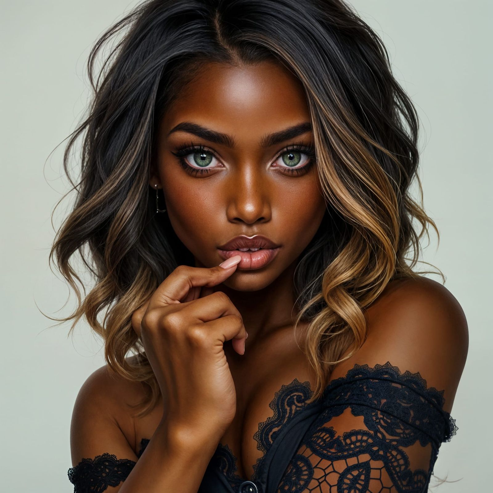 Portrait of a Young Woman with Emerald Eyes