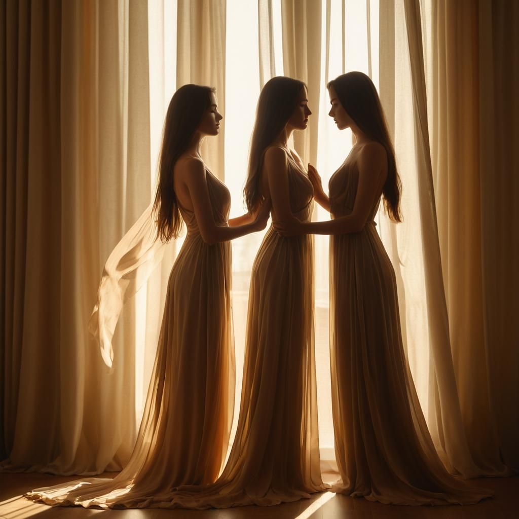Ethereal Silhouette: Two Women in Golden Light