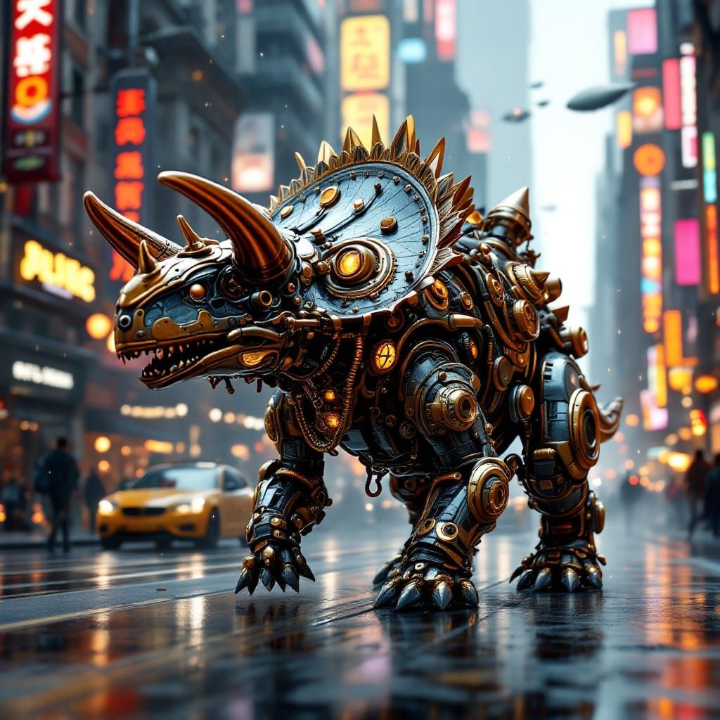 Steampunk Triceratops Carries Passengers Through Retro-Futur...