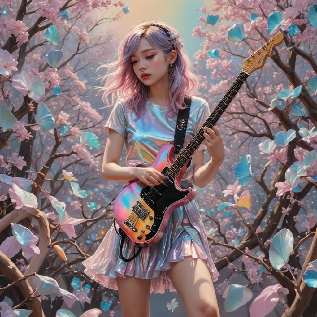 Hyperdetailed Portrait of Rocking Roxy in Pastel Colors