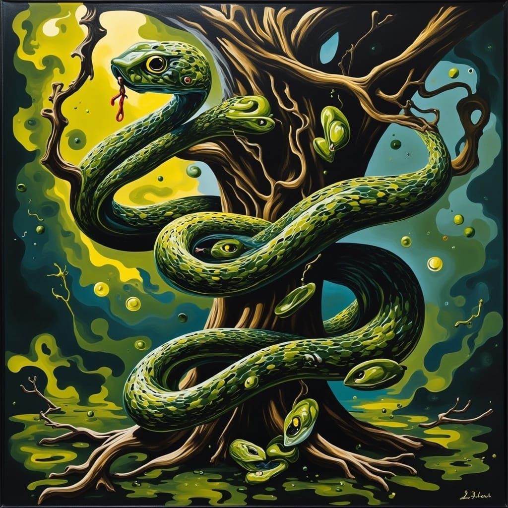 Entwined Vine Snakes Around Ancient Tree