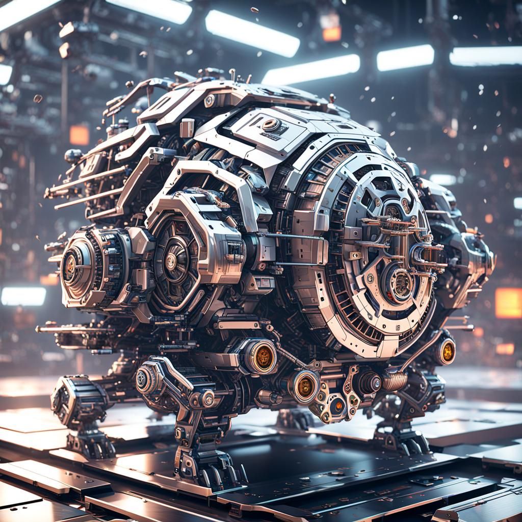 Futuristic Sci-Fi Embezzlement Mech in Polished Metal