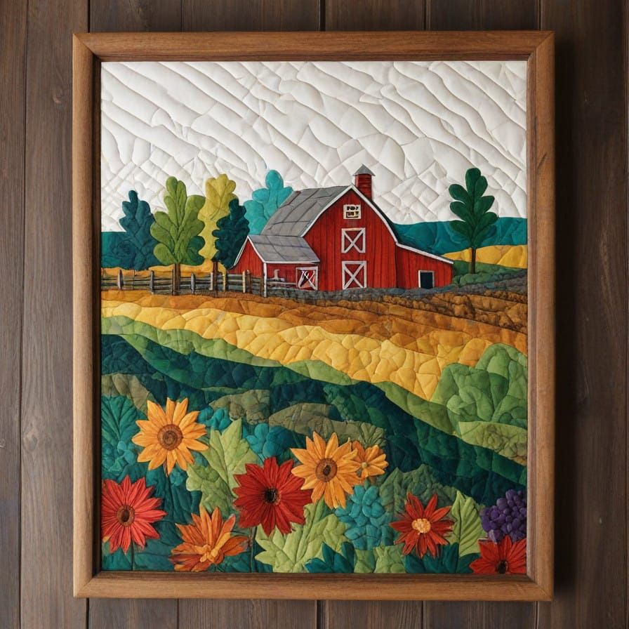 Rustic Farm Scene in Vibrant Colors
