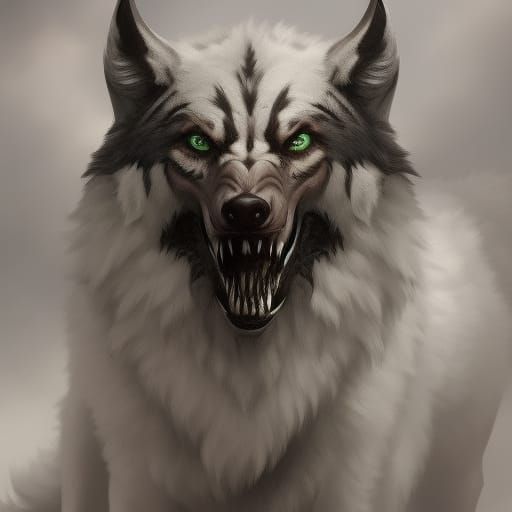 Creepy Undead Wolf Hybrid Monster Portrait
