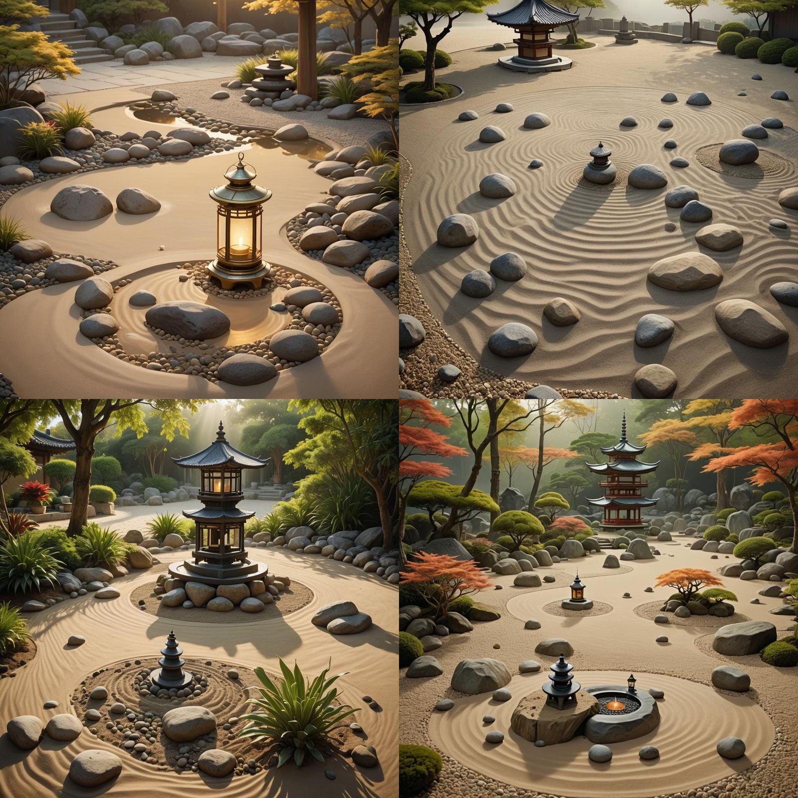 Tranquil Zen Garden with Pagoda Lantern