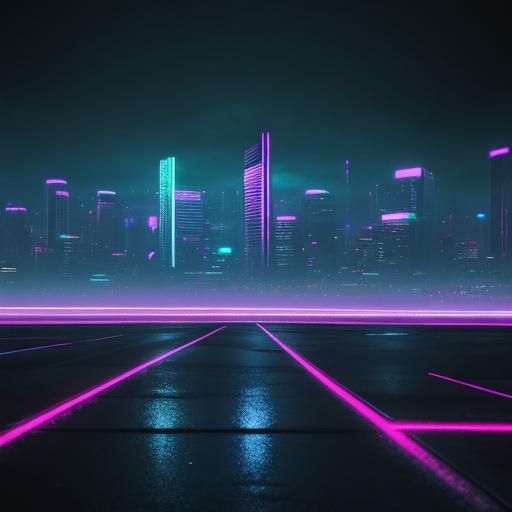 Neon Cityscape in Synthwave Retro Style