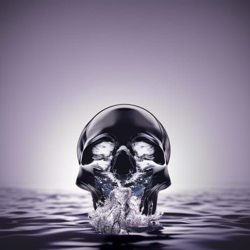 Diamond Skull Water Drop in Dark 3D Art