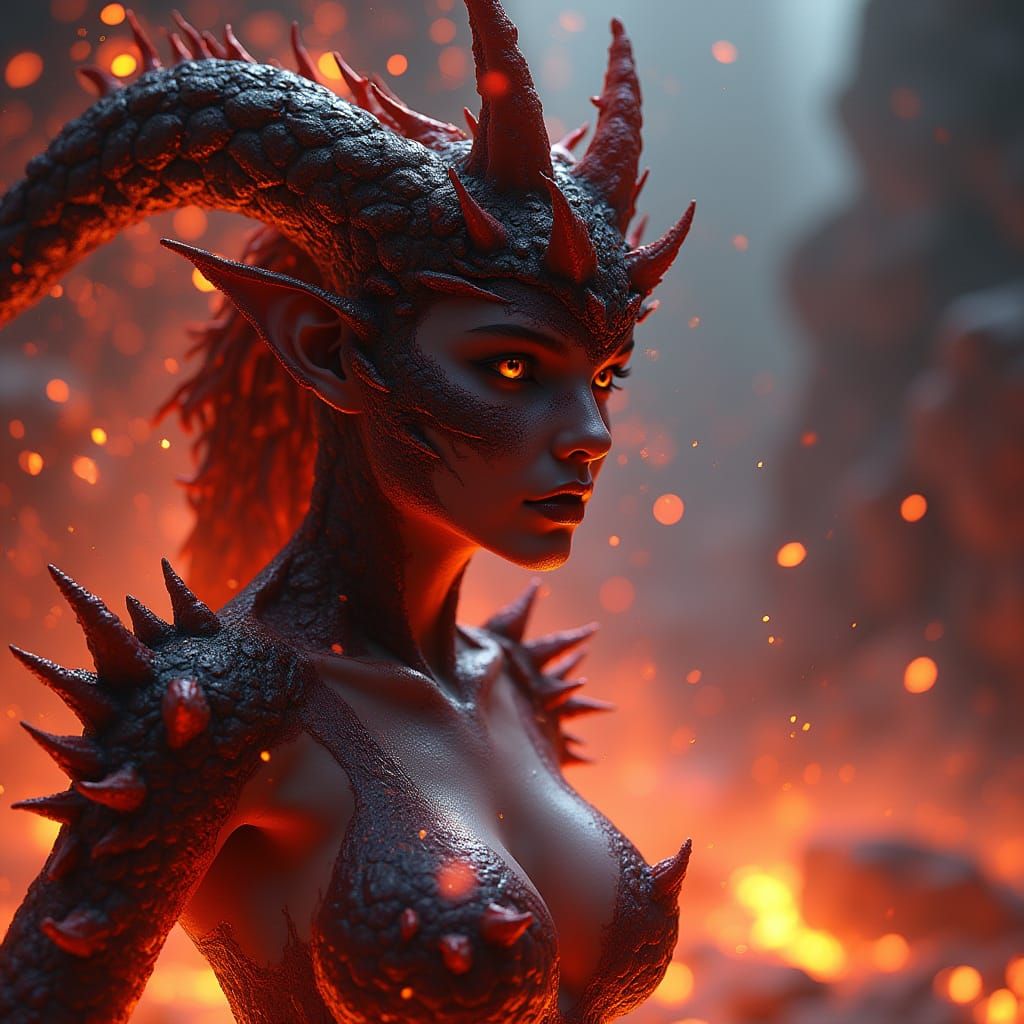 Ethereal Lava Goddess Unleashes Fiery Fury