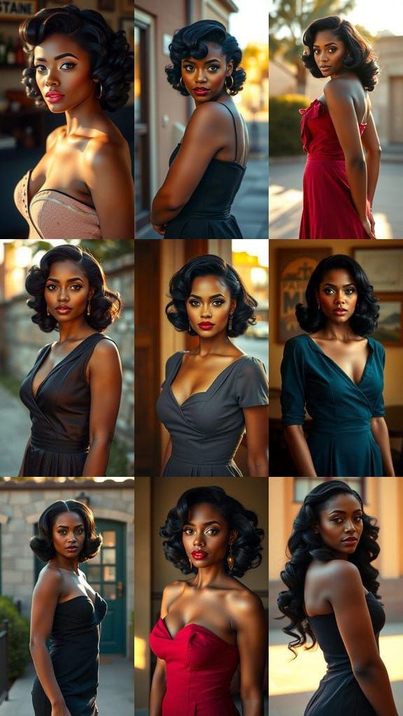 Elegant Woman in 1940s Style, Golden Hour Portrait